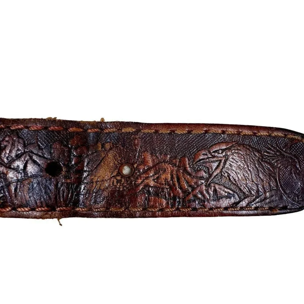 Vintage Brown Leather Belt Size Personalized 